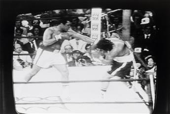 (TELEVISION-- MUHAMMAD ALI) A group of 27 screenshot photographs taken of a television screen showing the iconic heavyweight champion